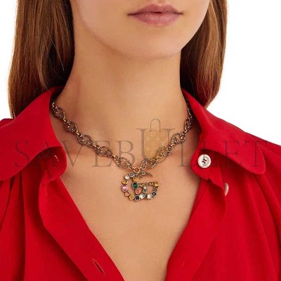 GUCCI GG CRYSTAL-EMBELLISHED PENDANT 